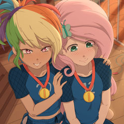 This is a pixiv picture whose title is Rainbow Dash and Fluttershy.