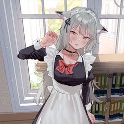 This is a pixiv picture whose title is 猫メイドちゃん.