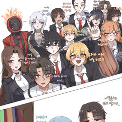 This is a pixiv picture whose title is 도서관에 간 12정병과 단테.