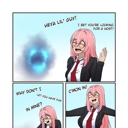 This is a pixiv picture whose title is OC invites a stranded ghost.