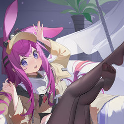 This is a pixiv picture whose title is 摸了萝莉莱伊 (听说真的很臭就摸了).