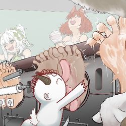 This is a pixiv picture whose title is 四人份壁足.