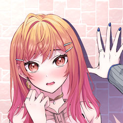 This is a pixiv picture whose title is 壁ドン.