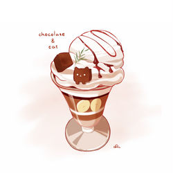 This is a pixiv picture whose title is ねこチョコブラウニーパフェ.