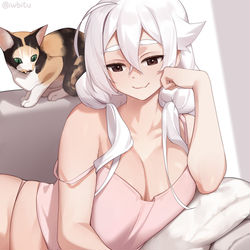 This is a pixiv picture whose title is Pet a cat.