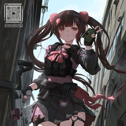 This is a pixiv picture whose title is 地雷(敷設)系武装JK 【Jirai Kei Armed JK】.