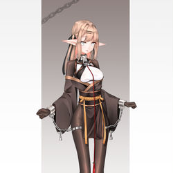 This is a pixiv picture whose title is 朝白 彩 奴隸新立繪.