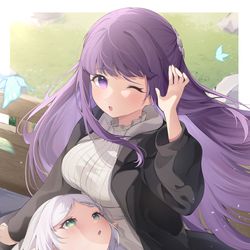 This is a pixiv picture whose title is フリーレン様 風は強いですね.