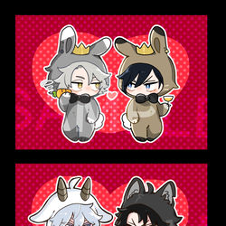 This is a pixiv picture whose title is ヤギカミ・レオ流華アクスタ.