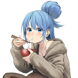 This is a pixiv picture whose title is 『100日後に鏡餅みたいになるアクア』.