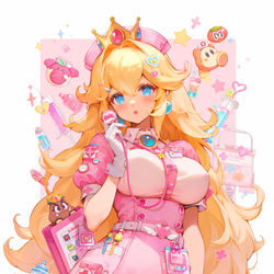This is a pixiv picture whose title is Nurse princess Peach.