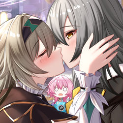 This is a pixiv picture whose title is 明明是三个人的电影~.