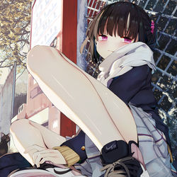 This is a pixiv picture whose title is 生足ちゃん、こける。.
