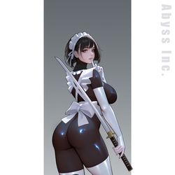 This is a pixiv picture whose title is Latex Maid.