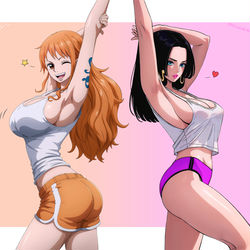 This is a pixiv picture whose title is Nami & Boa (Collab @PRIxMAL786)✨.
