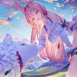 This is a pixiv picture whose title is 「勝利の女神：NIKKE」レオナピックアップ記念イラスト.
