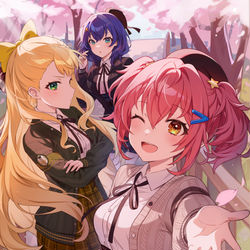This is a pixiv picture whose title is 桜色に染まる春の日.