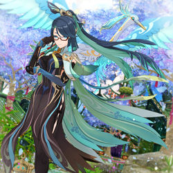 This is a pixiv picture whose title is 【原神MMD】 閑雲さん.