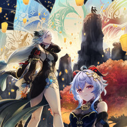 This is a pixiv picture whose title is 甘雨&申鶴.