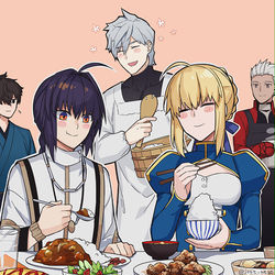 This is a pixiv picture whose title is ごはん大好きセイバー.