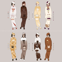 This is a pixiv picture whose title is ケーキ×着物.