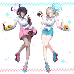 This is a pixiv picture whose title is カリン & アスナ ウエートレス 🍔🍟🥞☕️.