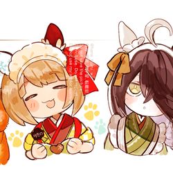 This is a pixiv picture whose title is 新衣装マンハッタンカフェとユキノビジン.