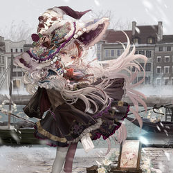 This is a pixiv picture whose title is 冬の港で春を待つ魔女～帰らない日々を想う～.