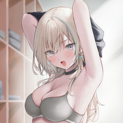 This is a pixiv picture whose title is 派手だけど下着地味な子.