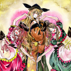 This is a pixiv picture whose title is 隠岐奈様とバックダンサーズ.