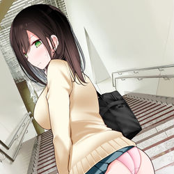 This is a pixiv picture whose title is 通勤道中でぱんつを見せてくるJKちゃん.