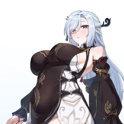 This is a pixiv picture whose title is 申鶴.