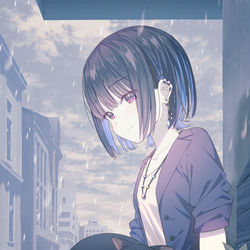 This is a pixiv picture whose title is 雨宿り.