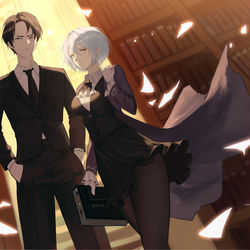 This is a pixiv picture whose title is 図書館.