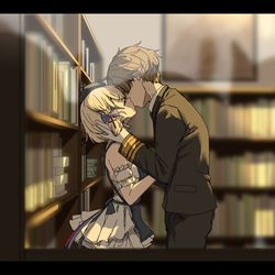 This is a pixiv picture whose title is 指揮官とニーミちゃん.