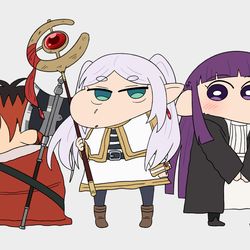 This is a pixiv picture whose title is クレしん風『葬送のフリーレン』.
