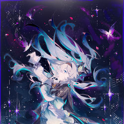 This is a pixiv picture whose title is 「流光之萤」.