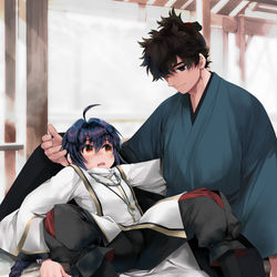 This is a pixiv picture whose title is 【ショタ】セイバーくんちゃんと伊織はズッ友だよ☆.