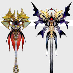 This is a pixiv picture whose title is ギラティナモチーフの武器（アナザーフォルム・オリジンフォルム）.