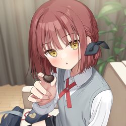 This is a pixiv picture whose title is 「先輩、早く食べないととけちゃいますよ？」.