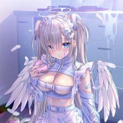 This is a pixiv picture whose title is おさぼり天使メイド🤍🩹.