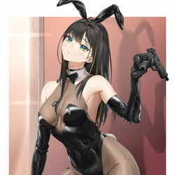 This is a pixiv picture whose title is 黑川 兔女郎.
