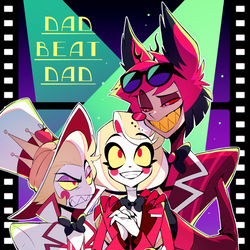 This is a pixiv picture whose title is ルシファーvsアラスター＆チャーリー.