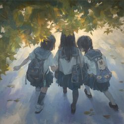 This is a pixiv picture whose title is このままずっと一緒に下校できればいいのに.