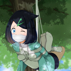 This is a pixiv picture whose title is 吊られちゃったリコちゃん.