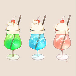 This is a pixiv picture whose title is 猫の日クリームソーダ.
