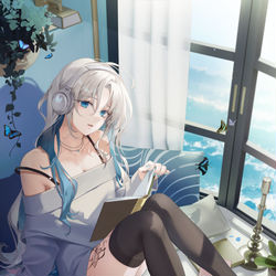 This is a pixiv picture whose title is Rest Time🎧💙.