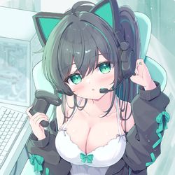 This is a pixiv picture whose title is 「一緒にやる？」.