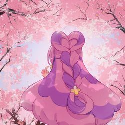 This is a pixiv picture whose title is Sakura falling in love🌸.