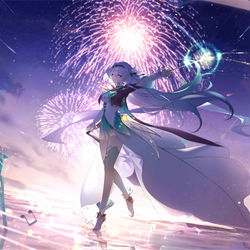 This is a pixiv picture whose title is 【星穹铁道x流萤壁纸】——流萤忘返.